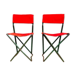Ensemble table et duo chaises pliantes camping vintage 1970 Ensemble table et duo chaises pliantes camping vintage 1970