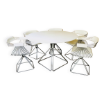 Ensemble table à manger et 5 chaises pivotantes en fil de fer par rudi verelst pour novalux Ensemble table à manger et 5 chaises pivotantes en fil de fer par rudi verelst pour novalux