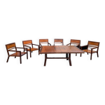 Ensemble table de repas rectangulaire et sa suite de 6 fauteuils en bois exotique et bambou. Ensemble table de repas rectangulaire et sa suite de 6 fauteuils en bois exotique et bambou.