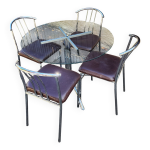 Ensemble table ronde et 4 chaises des ann�es 1980 vintage