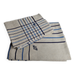 Ensemble de table vintage, nappe damasse et 8 serviettes brodes aux motifs bleus et blancs