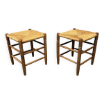 Ensemble de tabourets hollandais en bois de htre avec assise en paille