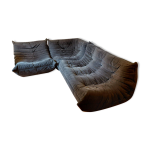 Ensemble togo ligne roset, canap� 3 places, angle et chauffeuse en alcantara gris