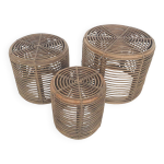 Ensemble de trois paniers ou tables d'appoint manou attribués à tito agnoli, italie 1970 Ensemble de trois paniers ou tables d'appoint manou attribués à tito agnoli, italie 1970