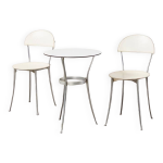Enzo mari paire de chaises tonietta + table trevi pour zanotta italie 1985