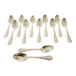 Ercuis - srie de 12 petites cuillres  caf modle sully en mtal argent