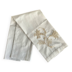 Essuie mains coton blanc brod de lys beiges