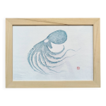 Estampe originale d'un poulpe bleu