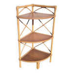 tagre d angle en rotin  3 plateaux en bois