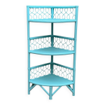 Etagre d angle en rotin turquoise vintage 1960