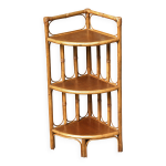 Etagere d'angle en rotin verni