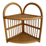 tagre d'angle vintage en bambou et rotin