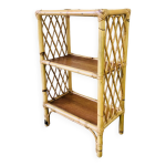 Etagère murale bois blond , bambou, rotin vintage Etagère murale bois blond , bambou, rotin vintage