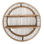 Etagere murale ronde rotin et bamboo