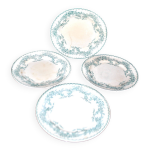 Fa�encerie onnaing lot de 4 assiettes coppelia d�cor fleuri vert fa�ence terre de fer