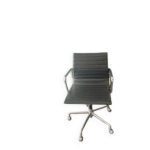 Fauteuil aluminium chair ea118 cuir noir / eames 1958