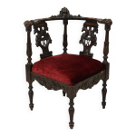 Fauteuil d'angle ancien en ch�ne italien de style renaissance