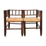 Fauteuils d angle en bois et paille