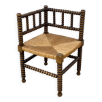 Fauteuil d'angle paill bois tourn art dco