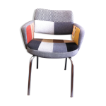 Fauteuil annes 60 patchworks en laine