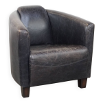 Fauteuil aviateur en cuir de vache noir