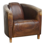 Fauteuil aviateur en cuir de vachette