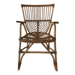Fauteuil en bambou et rotin, annes 60
