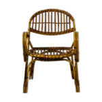 Fauteuil en bambou et rotin france 1960