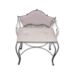 Fauteuil banquette en fer forg dor et skai en rose pale pour enfants vintage 1960