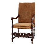 Fauteuil baroque belge du xviiie sicle en bois et cuir, poque louis xiv