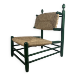 Fauteuil bas en paille de jonc franais dans le style de charles dudouyt, annes 1950