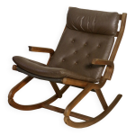 Fauteuil  bascule design norvge 1960s bois de teck anne 60 rf paolo