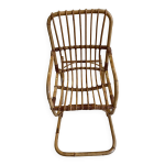 Fauteuil bascule rotin 1960