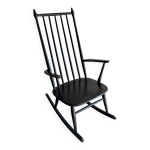 Fauteuil � bascule scandinave windsor en bois massif noir dossier � barreaux hauts, milieu du xxe si�cle ...