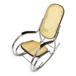 Fauteuil  bascule vintage en chrome et rotin, annes 60
