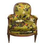 Fauteuil bergre  coussin de style louis xvi retravaillee