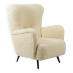 Fauteuil, ou berg�re, avec son tissu � bouclettes. ann�es 1950