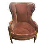 Fauteuil bergère de. style louis xv à oreilles, sculpture en bois Fauteuil bergère de. style louis xv à oreilles, sculpture en bois