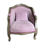 Fauteuil bergère style louis xv velours rose Fauteuil bergère style louis xv velours rose