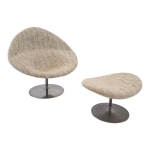 Fauteuil big globe avec pouf par pierre paulin pour artifort, ann�es 1970