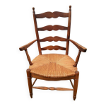 Fauteuil en bois et paille