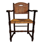 Fauteuil bois et paille