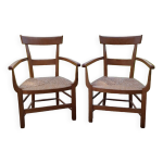 Fauteuil en bois et paille années 70 vintage Fauteuil en bois et paille années 70 vintage
