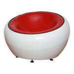 Fauteuil boule trendy lounge pivotant blanc rouge