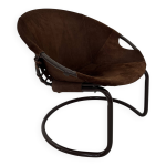 Fauteuil boule vintage en daim par lusch & co. , 1970s Fauteuil boule vintage en daim par lusch & co. , 1970s