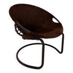 Fauteuil boule vintage en daim par lusch & co. , 1970s Fauteuil boule vintage en daim par lusch & co. , 1970s