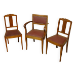 Fauteuil bridge art d�co avec 2 chaises assorties