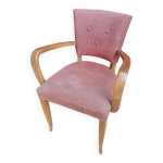Fauteuil bridge art dco en bois et tissu