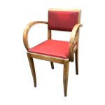 Fauteuil bridge bois htre ska rouge 1950 vintage