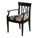 Fauteuil bridge en bois et peau, travail du d�but du xxe si�cle